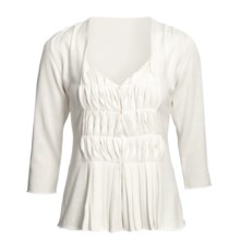 Two Star Dog Zoey Cardigan Sweater - Pleated Front, 3/4 Sleeve (For Women) in Ivory - Closeouts