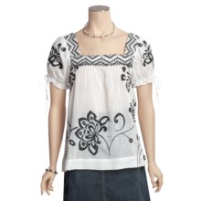 Tyler Boe Embroidered Gauze Shirt - Square Neck, Short Sleeve (For Women) in White - Closeouts