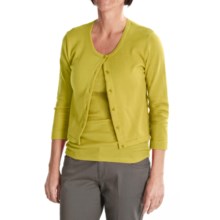 Tyler Boe Pima Cotton Cardigan Sweater - Button Front, 3/4 Sleeve (For Women) in Sweet Pea - Closeouts
