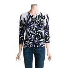 Tyler Boe Print Cardigan Sweater - Cotton-Silk, 3/4 Sleeve (For Women) in Zen Again - Closeouts