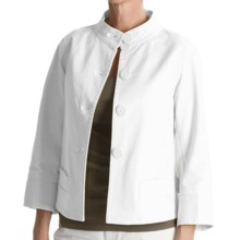 Tyler Boe Twill Mandarin Jacket - Stretch Cotton, 3/4 Sleeve (For Women) in White - Closeouts