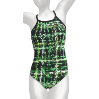 TYR Funkies Competition Swimsuit - Diamond Back, 1-Piece (For Women) in Green Funky Town