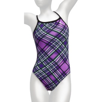 TYR Pacific Plaid Competition Swimsuit - 1-Piece, Diamondfit (For Women) in Purple