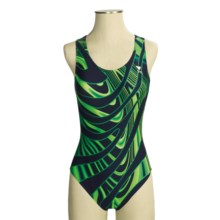 TYR Thor Swimsuit - Maxback, 1-Piece (For Women) in Navy/Green - Closeouts