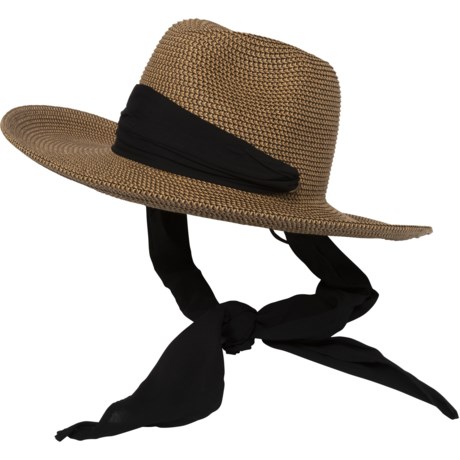 San Diego Hat Company Ultra-Braid Fedora with Scarf Wrap - UPF 50+ (For Women) - NATURAL/BLACK (O/S )