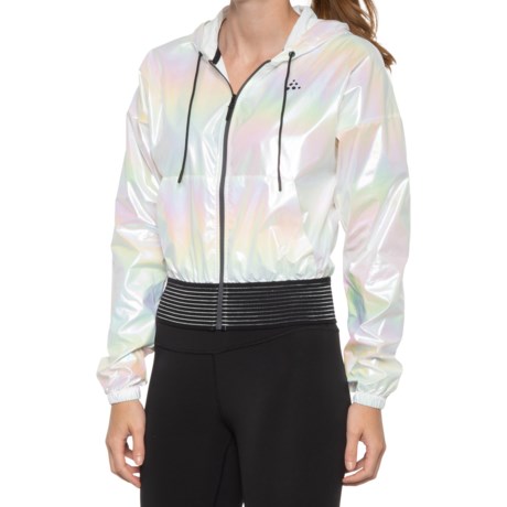 Craft Sportswear UNTMD Shiny Hooded Training Jacket (For Women) - SILVER (L )
