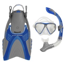 U.S. Divers Adult Snorkeling Set with Travel Bag - 4-Piece in Blue/Grey - Closeouts