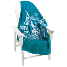 U.S. Polo Assn. Palm Spring Crest Beach Towel - 30x60” in Turquoise - Closeouts