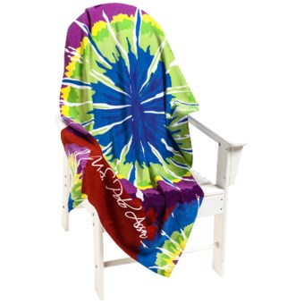 U.S. Polo Assn. Tie-Dye Burst Beach Towel - 34x64” in Tangerine Tango