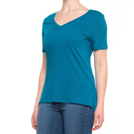 Eddie Bauer V-Neck T-Shirt - Short Sleeve (For Women) - PEACOCK (L )
