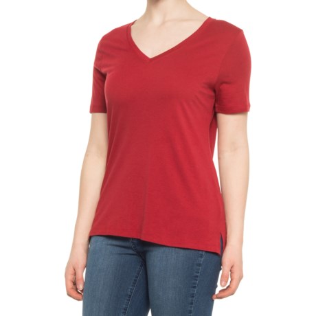 Eddie Bauer V-Neck T-Shirt - Short Sleeve (For Women) - RED DAHLIA (S )
