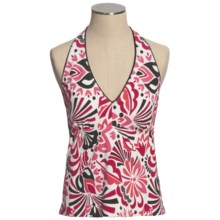 V-Neck Tankini Swimsuit Top (For Women) in Bright Raspberry/Jet Black - 2nds