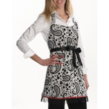 Valcooks! Designer Hostess Apron and Potholder Set in Black/White Paisley - Closeouts