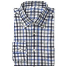 Van Laack Flannel Sport Shirt - Long Sleeve (For Men) in Blue/White/Navy Check Button Down - Closeouts