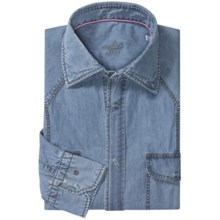 Van Laack Rano Cotton Shirt - Long Sleeve (For Men) in Denim Blue Solid - Closeouts