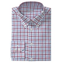 Van Laack Rarbi Check Tailored Fit Sport Shirt - Long Sleeve (For Men) in Blue/Orange/White Check - Closeouts