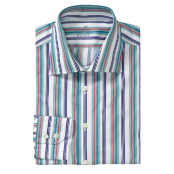Van Laack Reda Stripe Sport Shirt - Tailor Fit, Long Sleeve (For Men) in Teal/White/Red Stripe