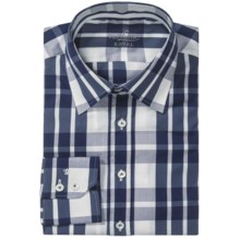 Van Laack Remco Cotton-Nylon Shirt - Slim Fit, Long Sleeve (For Men) in Navy/White Check - Closeouts