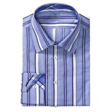 Van Laack Remco Cotton Sport Shirt - Tailor Fit, Long Sleeve (For Men) in Blue/Denim/Navy Stripe - Closeouts
