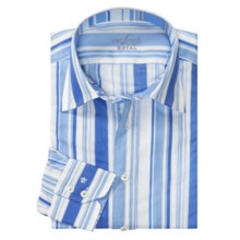 Van Laack Remco Shirt - Cotton, Long Sleeve (For Men) in Baby Blue/Blue/White Stripe - Closeouts