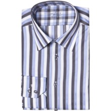 Van Laack Remco Tailored Fit Shirt - Spread Collar, Long Sleeve (For Men) in White/Charcoal/Blue Stripe - Closeouts