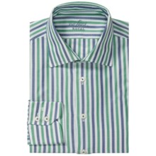 Van Laack Ret Cotton Shirt - Spread Collar, Long Sleeve (For Men) in Blue/Green Stripe - Closeouts