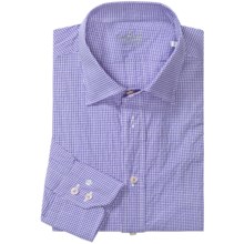 Van Laack Ret Micro-Check Shirt - Stretch Cotton, Long Sleeve (For Men) in Blue/White Micro Check - Closeouts