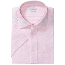Van Laack Reto Linen Shirt - Short Sleeve (For Men) in Pink/White Check - Closeouts