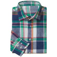 Van Laack Reto Linen Shirt - Spread Collar, Long Sleeve (For Men) in Blue/Teal Stripe - Closeouts