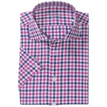 Van Laack Rivara Shirt - Spread Collar, Short Sleeve (For Men) in White/Pink/Navy Check - Closeouts