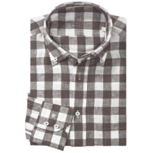 Van Laack Ron Linen Shirt - Button Down, Long Sleeve (For Men) in Charcoal Check - Closeouts