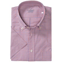 Van Laack Ron Shirt - Cotton, Short Sleeve (For Men) in Blue/Orange Micro Check - Closeouts