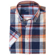 Van Laack Ron Shirt - Linen, Short Sleeve (For Men) in Blue/Orange Plaid - Closeouts