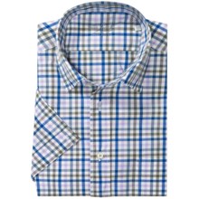Van Laack Rondo Cotton Shirt - Short Sleeve (For Men) in Blue/Purple Mini Check - Closeouts