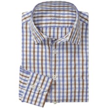 Van Laack Rondo Cotton Shirt - Spread Collar, Long Sleeve (For Men) in Blue/Brown Check - Closeouts