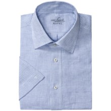 Van Laack Rondo Linen Shirt - Short Sleeve (For Men) in Blue/White Micro Check - Closeouts