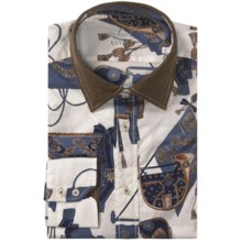 Van Laack Tailored Fit Chest Pocket Shirt - Long Sleeve (For Men) in White Print - Closeouts