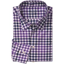 Van Laack Trim Fit Hidden Button-Down Sport Shirt - Long Sleeve (For Men) in Purple/Navy/White Check - Closeouts