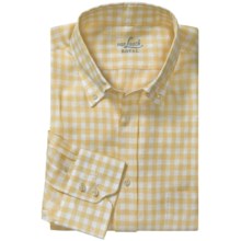 Van Laack Trim Fit Linen Sport Shirt - Long Sleeve (For Men) in Button Down Yellow Check - Closeouts