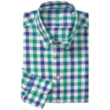 Van Laack Trim Fit Sport Shirt - Button Down, Long Sleeve (For Men) in Blue/Jade/White Check - Closeouts
