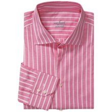 Van Laack Trim Fit Sport Shirt - Cotton-Linen, Long Sleeve (For Men) in Point Collar Pink/White Stripe - Closeouts