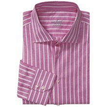 Van Laack Trim Fit Sport Shirt - Linen-Cotton, Long Sleeve (For Men) in Lilac/White Stripe - Closeouts