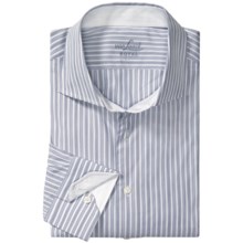 Van Laack Trim Fit Sport Shirt - Spread Collar, Long Sleeve (For Men) in Blue Beaded/White/Tan Stripe - Closeouts