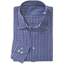 Van Laack Trim Fit Sport Shirt - Spread Collar, Long Sleeve (For Men) in Blue/White Check - Closeouts