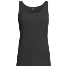 Variegated Rib Tank Top - Stretch Cotton (For Women) in Black - 2nds