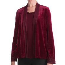 Velour Cardigan Sweater with Tank Top Insert (For Women) in Burgandy - 2nds