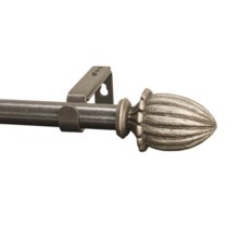 Versailles Fluted Finial Curtain Rod Set - Adjustable 66-120" in Antique Pewter - Closeouts