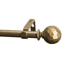 Versailles Hammered Ball Curtain Rod Set - Adjustable 66-120" in Antique Gold - Closeouts