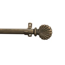 Versailles Mini Encore Series Shell Curtain Rod - Adjustable 18-28" in Antique Brass - Closeouts