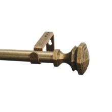 Versailles Pawn Finial Curtain Rod Set - Adjustable 66-120" in Antique Gold - Closeouts